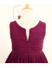 Plum Chiffon Knee Length Boho Beach Flower Girl Dress 